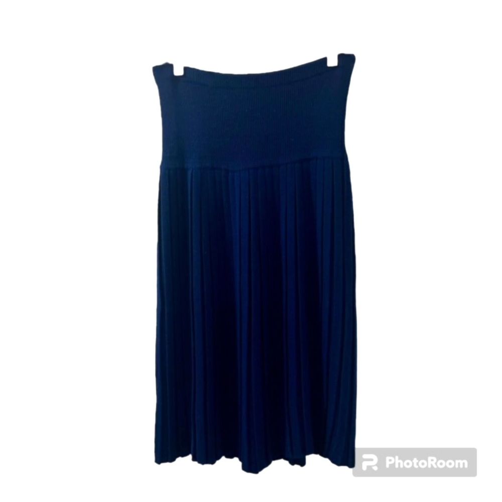 Womens Blue Elastic Waist Pleated Midi Stretchy Skirt Size M/L